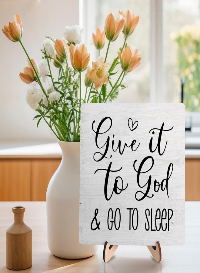 DMADNF Christian Inspirational Wooden Sign, Christian Decor, Bible Verse Quote Decor for Home Office Tabletop Shelf Decor, Christian Gifts for Women, Give It to God and Go to Sleep Sign (Grey-01) - Image 5